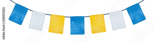 Colorful Happy Holiday Bunting Banner With Blue Yellow And White