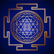 Golden Sacred Geometry Sri Yantra on background