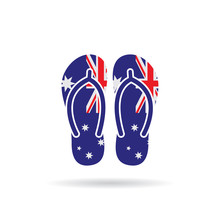 Australia Flag Flip Flop Sandals Icon On A White Background.