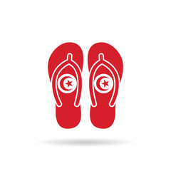 Canvas Print - Tunisia flag flip flop sandals icon on a white background.