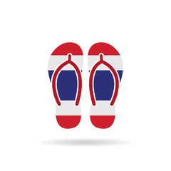 Wall Mural - Thailand flag flip flop sandals icon on a white background.