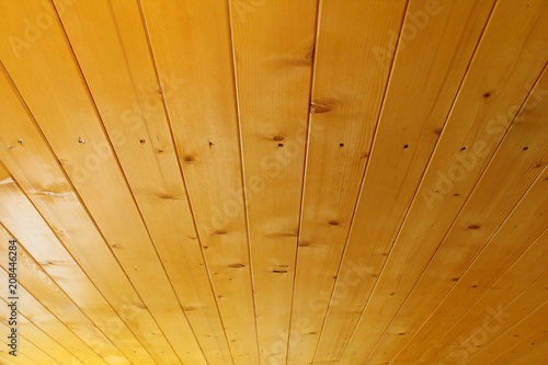 The Ceiling In The House Of Pine Boards The Boards Are