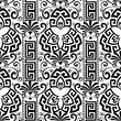 Floral decorative black and white greek seamless pattern.