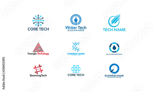 Set Of Technology Logo Designs Vector Network Logo Designs Stock Vector Adobe Stock