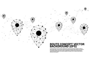Poster - Vector Travel Network Pin mark polygon dot connected line: concept of travel route, location, journey
