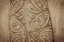 Brown Wooden Maori Carving Design