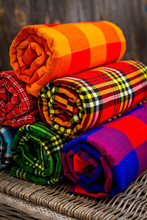 Colorful Plaids Of The Masai Tribe. African Blankets From Kenya And Tanzania. Blankets For The House. Shawls