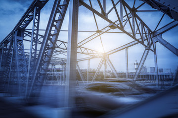  Part of the steel structure bridge in Tianjin, China