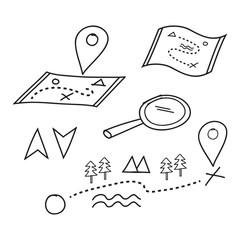 pin map doodle vector. hand drawn icon