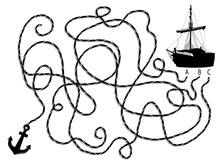 Silhouette Of The Pirate Ship And Anchor
