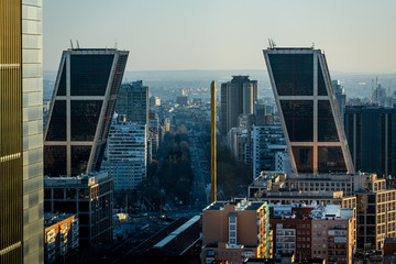 Wall Mural - Castellana and Madrid skyline from above