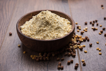 Bowl of chick peas flour or besan powder