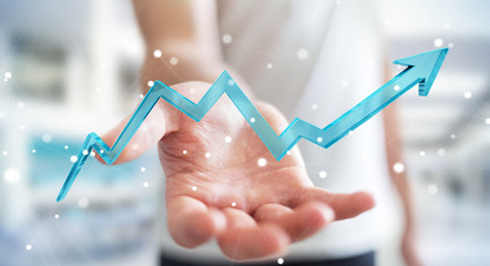 Aufkleber - Businessman using digital modern arrow 3D rendering