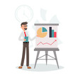 © LynxVector - The manager holds a presentation on the flipchart color flat illustration