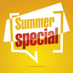 Sticker - Summer special in brackets yellow white red speech icon