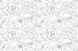 © Дмитрий Горелкин - Street food background from line icon. Linear vector pattern