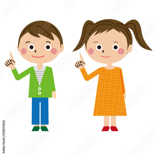 男の子と女の子の指さし Buy This Stock Vector And Explore Similar Vectors At Adobe Stock Adobe Stock