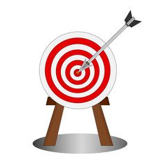 Isolated business hitting arrow to center the target