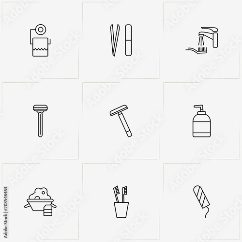 Fotografia, Obraz Hygiene line icon set with suds, nail file and razor