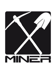 miner text button eckig duo kreuz 2 schaufel graben schaufeln pickaxe spitzhacke abbauen bergbau hammer axt werkzeug bergarbeiter