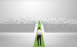 © ra2 studio - Businessman going straight ahead on a red carpet arrow between two maze