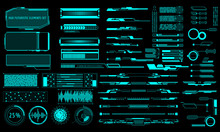 HUD Virtual Futuristic Elements Set Vector. Green Object Abstract Graphic For User Interface Control Panel Game Apps Illustration.