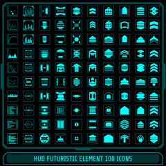 Leinwandbilder - HUD Fututistic Collection Icons Element Vector Set. Green Abstract Basic Monitor Screen, Triangle Arrow , Circle Crosshairs, Information Frame Logo Sign Object For Web Or Apps