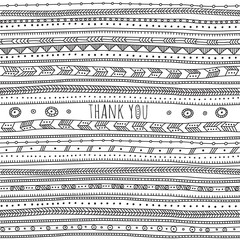 Wall Mural - Thank you card in ethnic boho ornate style.