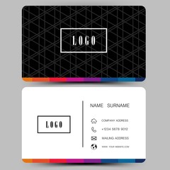 Modern business card design. Black and white color. Vector illustration. 