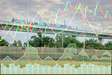 Wall Mural - Business finance stock index background of investment on infrestructure at countrysite.