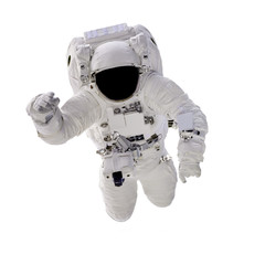 Poster - Astronaut in spacesuit close up isolated on white background. Spaceman in outer space. Elements of this image furnished by NASA