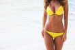 © yellowj - Tanned woman body in yellow bikini