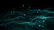© Oleksii - Data technology illustration. Abstract futuristic background. Wave with connecting dots and lines on dark background. Wave of particles.