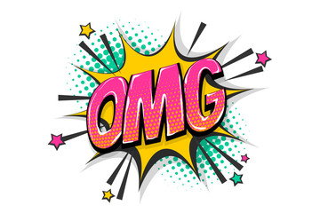 Wall Mural - omg pop art comic book text speech bubble