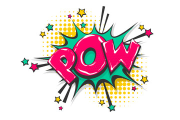 Wall Mural - pow pop art comic book text speech bubble