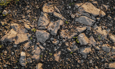 ground and stones. natural background. stony ground. rock background