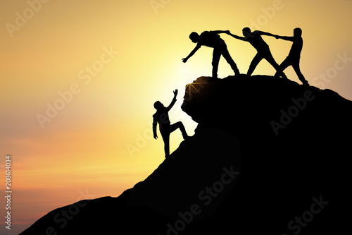 Fotografía Assistance, teamwork and achievement concept