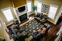 Warm Traditional New Living Room Den