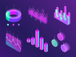 Wall Mural - business statistic digital infographic charts. modern isometric info graph. perfection percent colum