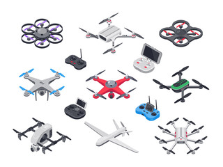 Wall Mural - unmanned aircraft, delivery drone with propellers, camera and computer controller. drones and contro