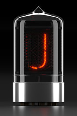 Wall Mural - Nixie tube indicator, lamp gas-discharge indicator on dark background. Letter 