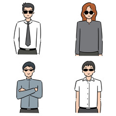 Wall Mural - vector set of men wearing sunglasses