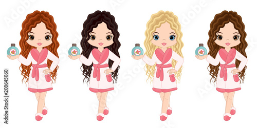 Fotografia, Obraz Vector Beautiful Young Girls Taking Spa Treatment