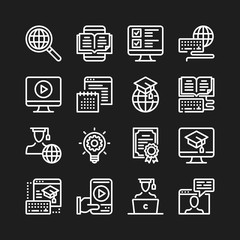 Wall Mural - online education line icons. modern graphic elements, simple outline thin line design symbols collec