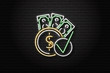 Vector realistic isolated neon sign of cash loans logo for decoration and covering on the wall background. Concept of fast money and financial crisis.
