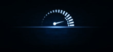 Speedometer With Value Word On Blue Light. Business Concept