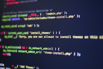 simple website html code with colorful tags in browser view on dark background. software developer p