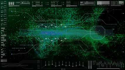 Fototapete - Futuristic motion element user interface information technology virtual head up display for background computer desktop screen display