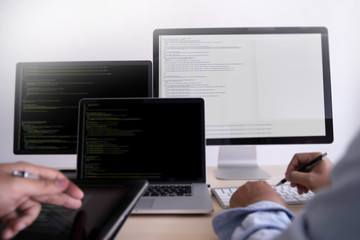 Wall Mural - programmer working developing programming technologies web design online technology