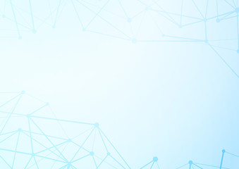 Wall Mural - interconnected molecule plexus net over blue background layout